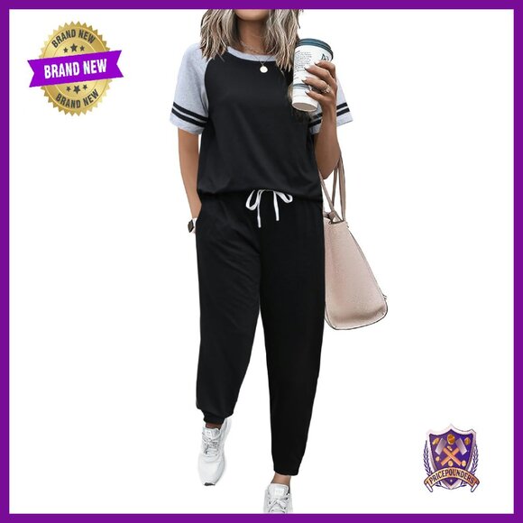 Soft Lounge Set Short Sleeve Jogger Pajama Outfit Women's Sizes